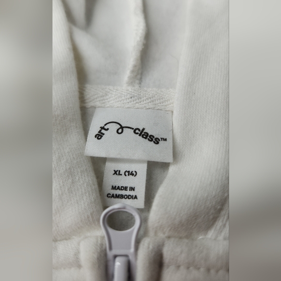 Girls White Zip-Up Hoodie Sweatshirt For Kids - Art Class - XL (14) - Picture 5 of 11